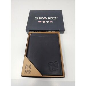 Sparo Mens Washington Nationals Bifold Wallet Black Leather RFID Size OS